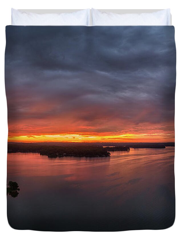 Lake Duvet Cover featuring the photograph Sunrise Panoramic by Star City SkyCams