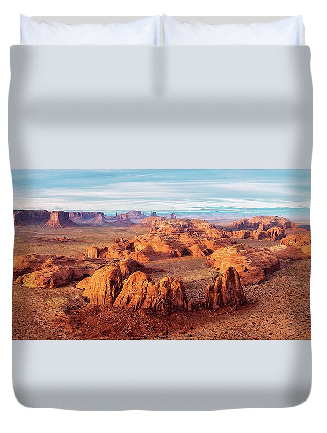 Arizona Duvet Cover featuring the photograph Sunset at Hunts Mesa by Alex Mironyuk