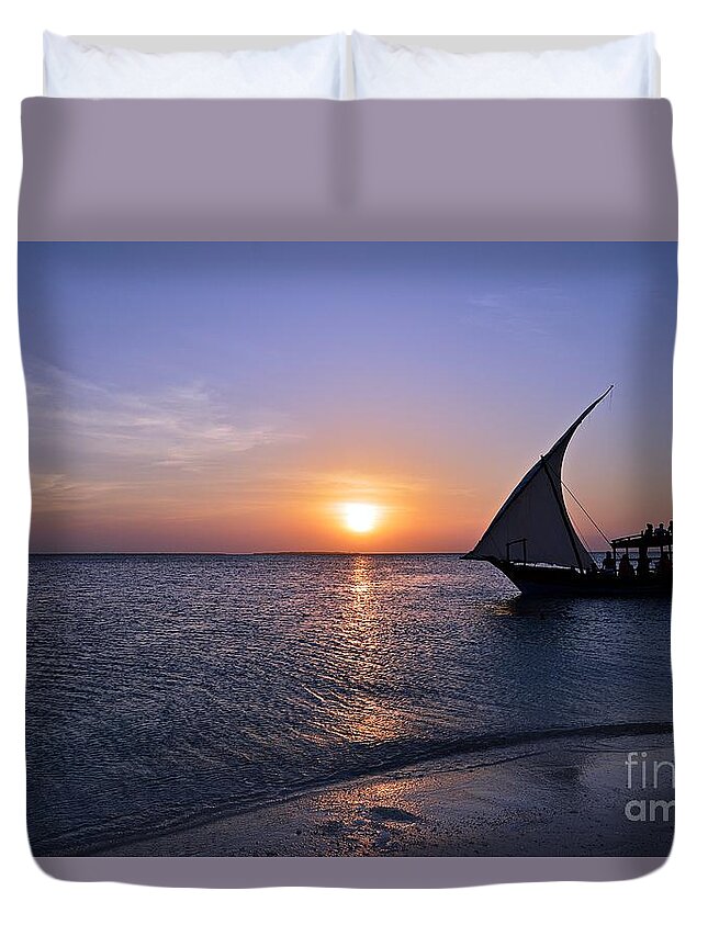 Sunset Duvet Cover featuring the photograph Sunset at Zanzibar by Thomas Schroeder