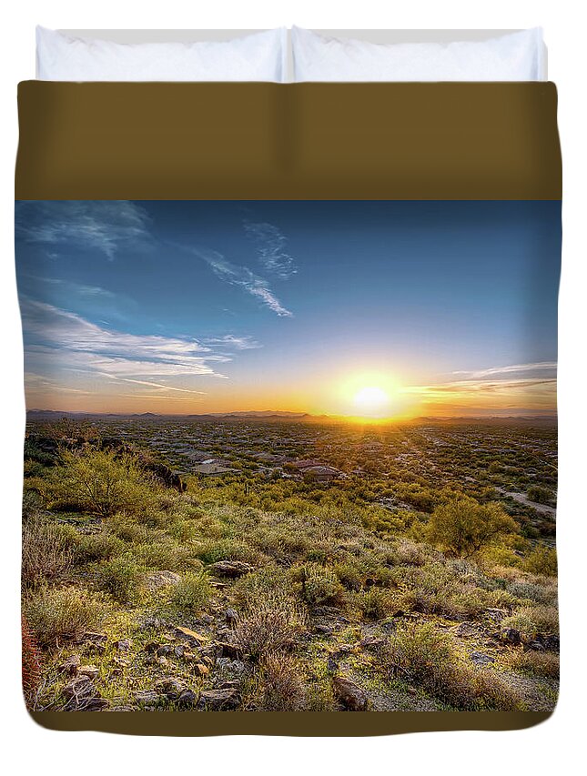 Tranquility Duvet Cover featuring the photograph Sunset Cactus by Cebimagery.com