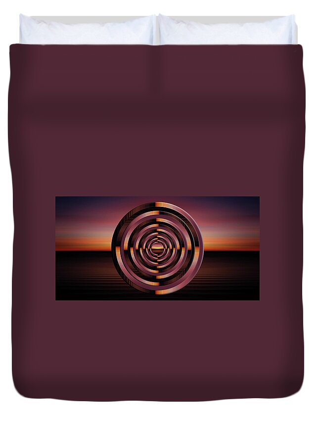 View Duvet Cover featuring the digital art Sunset Circles by Pelo Blanco Photo