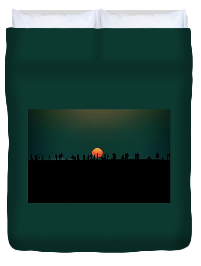 #sunset Duvet Cover featuring the photograph Sunset by Haruki Oku
