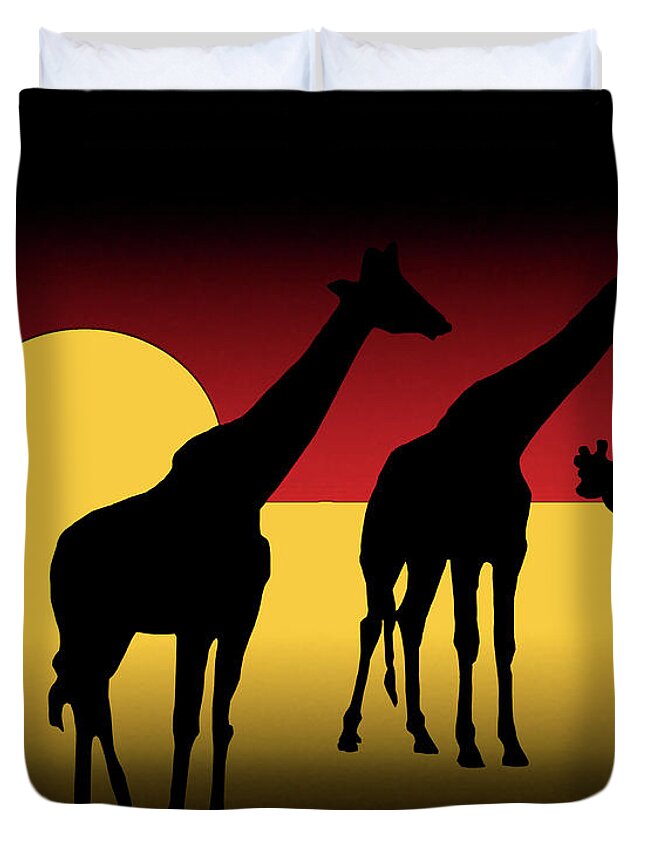 Serengeti Duvet Cover featuring the digital art Sunset In The Serengeti by Kirt Tisdale
