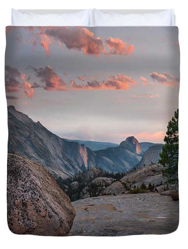 00574865 Duvet Cover featuring the photograph Sunset On Half Dome From Olmsted Pt by Tim Fitzharris