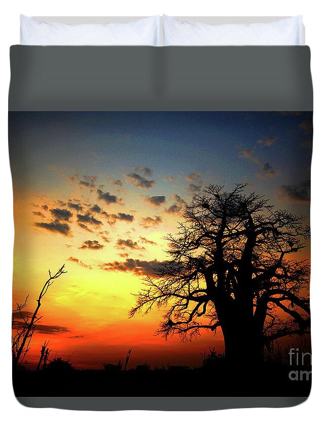 Africa Duvet Cover featuring the photograph sunset on the Zambezi by Darcy Dietrich