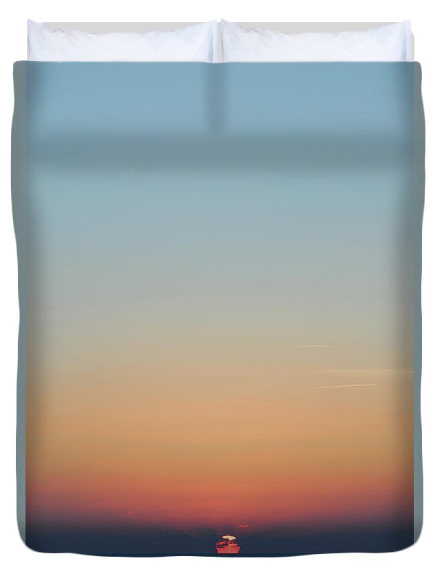 Tranquility Duvet Cover featuring the photograph Sunset Over Sea In Cyprus by Lyn Holly Coorg