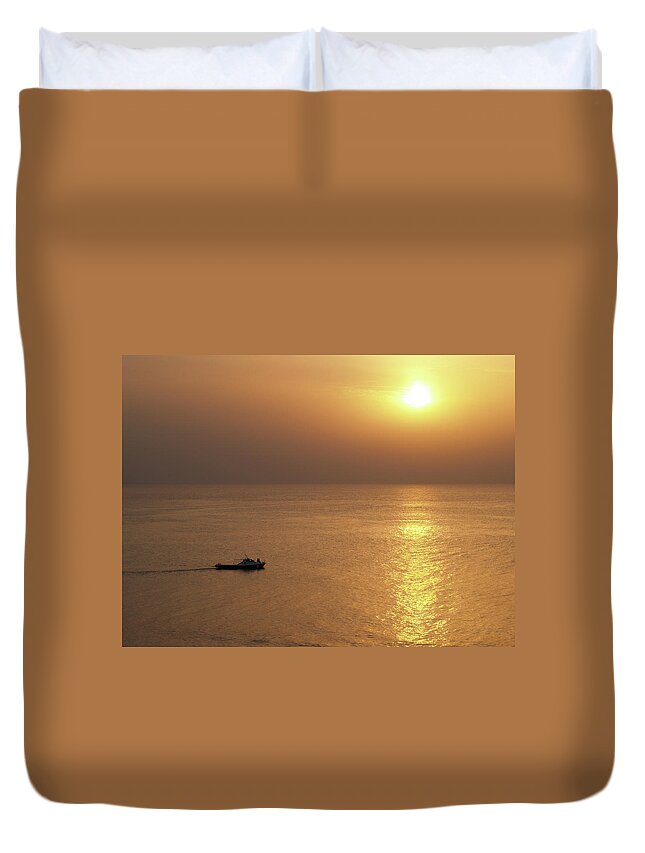 Sunset Duvet Cover featuring the photograph Sunset Ride by Eric Hafner