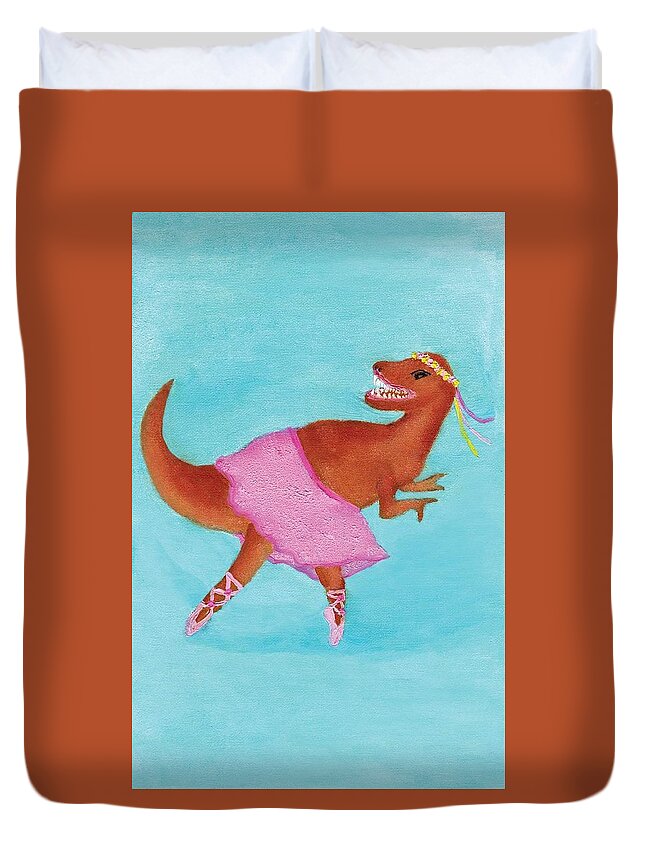 Ballet Duvet Cover featuring the painting Swan Rex by Misty Morehead