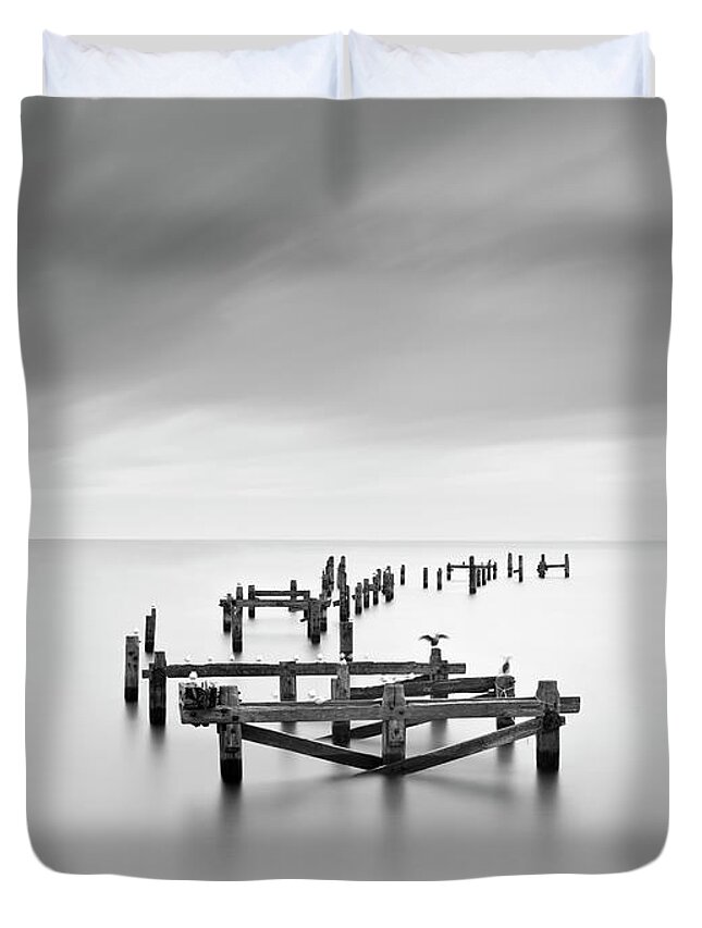 Tranquility Duvet Cover featuring the photograph Swanage Old Pier by Doug Chinnery
