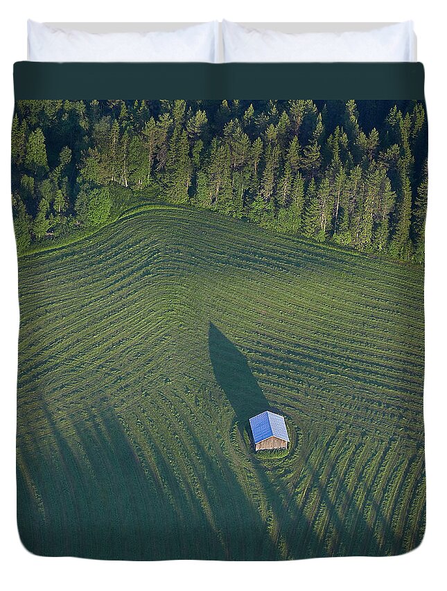 Gotland Duvet Cover featuring the photograph Sweden, Gotland, Aerial View Of Farm by Roine Magnusson