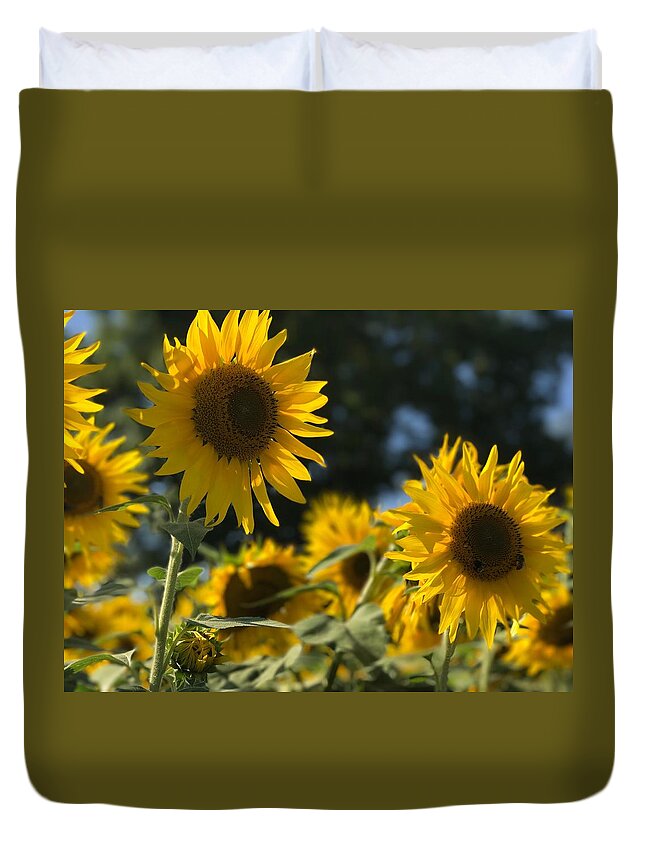 Sunflowers Duvet Cover featuring the photograph Sweet Sunflowers by Lora J Wilson