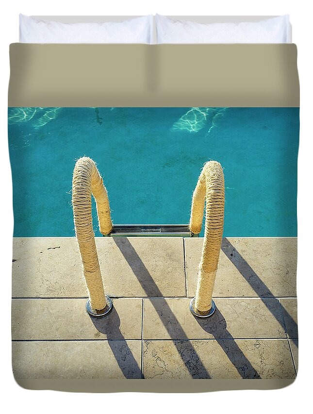 California Duvet Cover featuring the photograph Swimming Pool Ladder, Los Angeles by Alvis Upitis