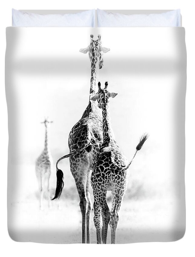 Giraffe Duvet Cover featuring the photograph Swish by Diana Andersen