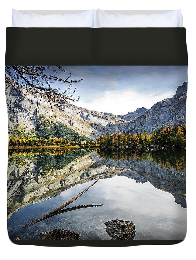 Scenics Duvet Cover featuring the photograph Switzerland Wallisvalais Lac De by Frederic Huber Photography