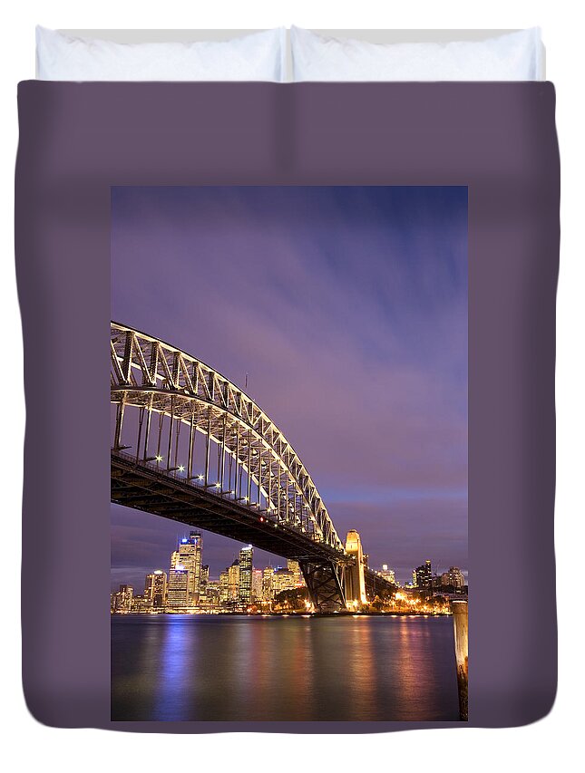 Commercial Dock Duvet Cover featuring the photograph Sydney Harbour Bridge by Felixr