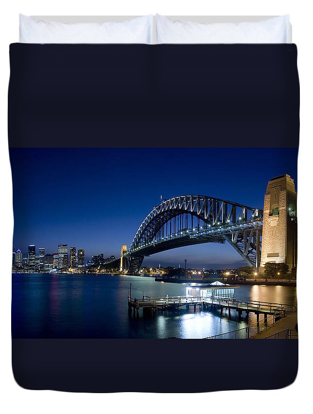 Panoramic Duvet Cover featuring the photograph Sydney Harbour Bridge by Timstarkey