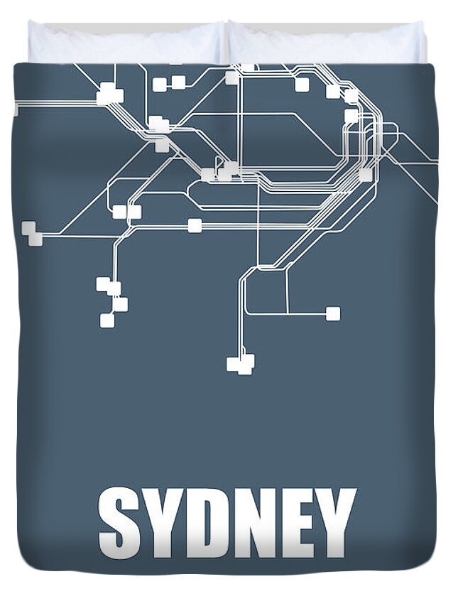 Sydney Duvet Cover featuring the digital art Sydney Subway Map by Naxart Studio