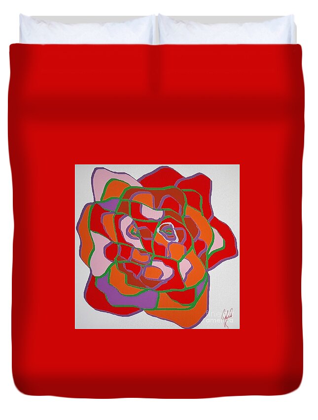 Rose Duvet Cover featuring the digital art Stylized Rose by Cybele Chaves