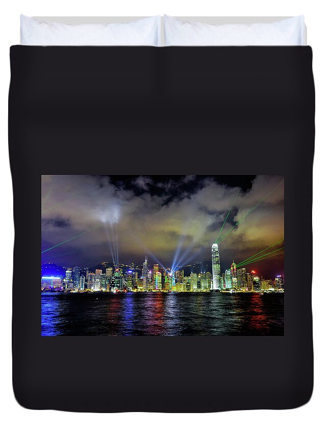 Outdoors Duvet Cover featuring the photograph Symphony Of Lights Hong Kong by Rain Jorque