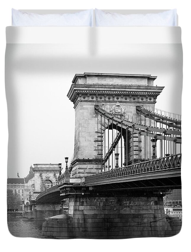 Arch Duvet Cover featuring the photograph Szechenyi Chain Bridge by Alex Holland