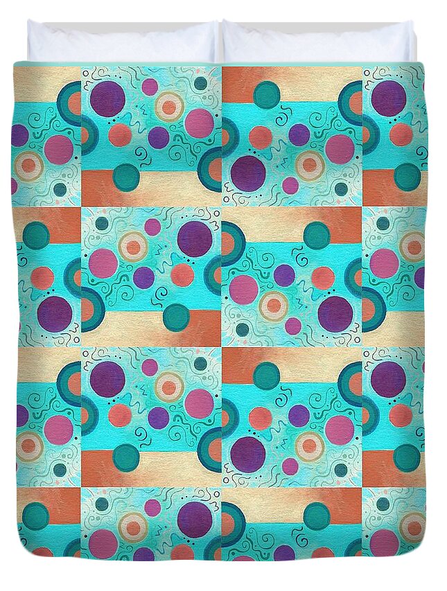 Tjod 50 Arrangement 2 Inverted By Helena Tiainen Duvet Cover featuring the mixed media T J O D 50 Arrangement 2 Inverted by Helena Tiainen