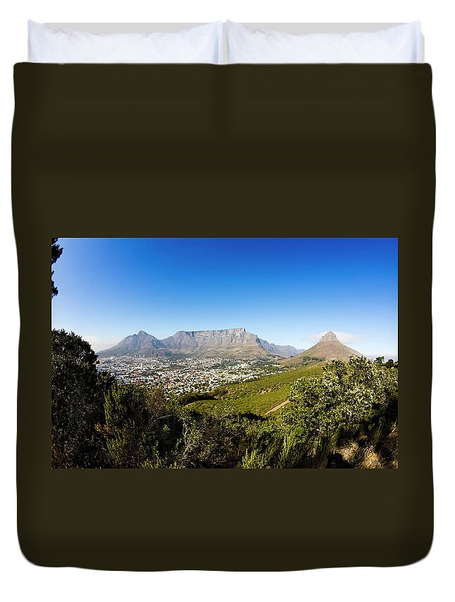 Scenics Duvet Cover featuring the photograph Table Mountain, Cape Town by Rapideye