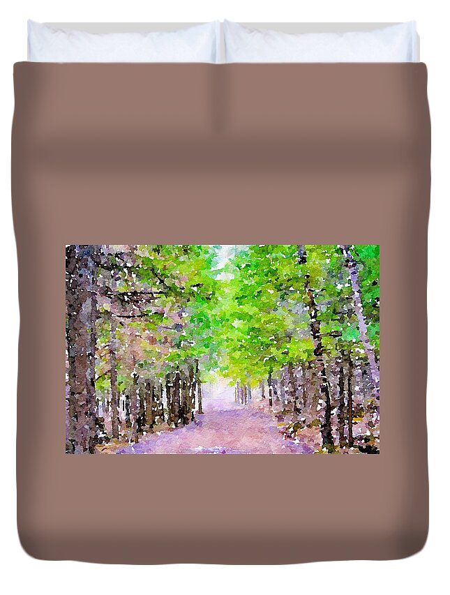 Painting Duvet Cover featuring the mixed media Take Me to the Forest #2 by Susan Rydberg