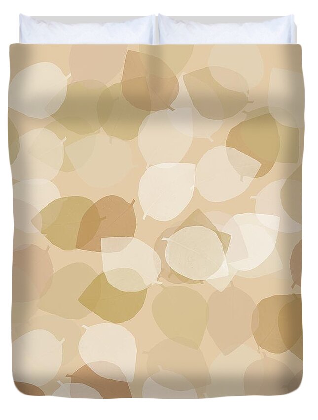 Tan Leaves Duvet Cover featuring the digital art Tan Leaves Motif for Home Decor Pillows by Delynn Addams