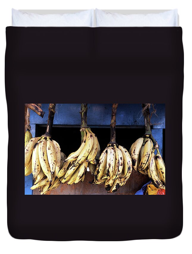 Hanging Duvet Cover featuring the photograph Tanzania, Zanzibar, Bananas For Sale In by John Seaton Callahan