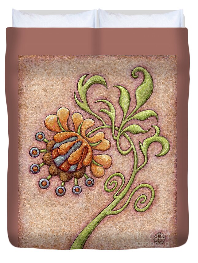 Floral Duvet Cover featuring the painting Tapestry Flower 10 by Amy E Fraser