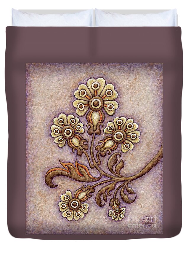 Floral Duvet Cover featuring the painting Tapestry Flower 4 by Amy E Fraser