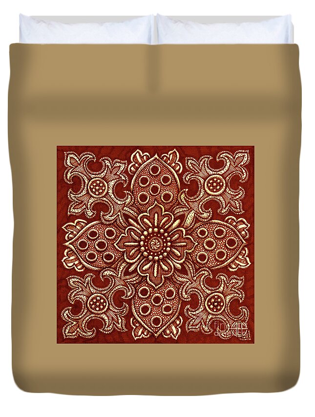 Boho Duvet Cover featuring the drawing Tapestry Square 10 by Amy E Fraser