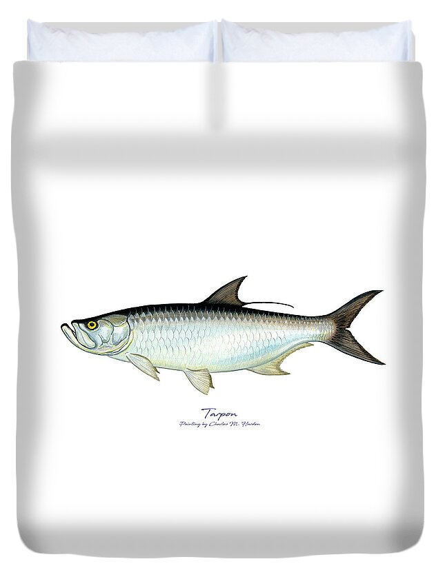 Charles Harden Duvet Cover featuring the painting Tarpon by Charles Harden