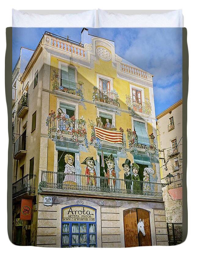 Joan Carroll Duvet Cover featuring the photograph Tarragona Spain Mural by Joan Carroll
