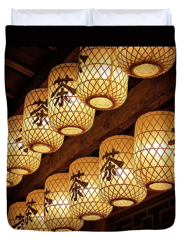 Lantern Duvet Cover featuring the photograph Tea Lanterns by William Dickman