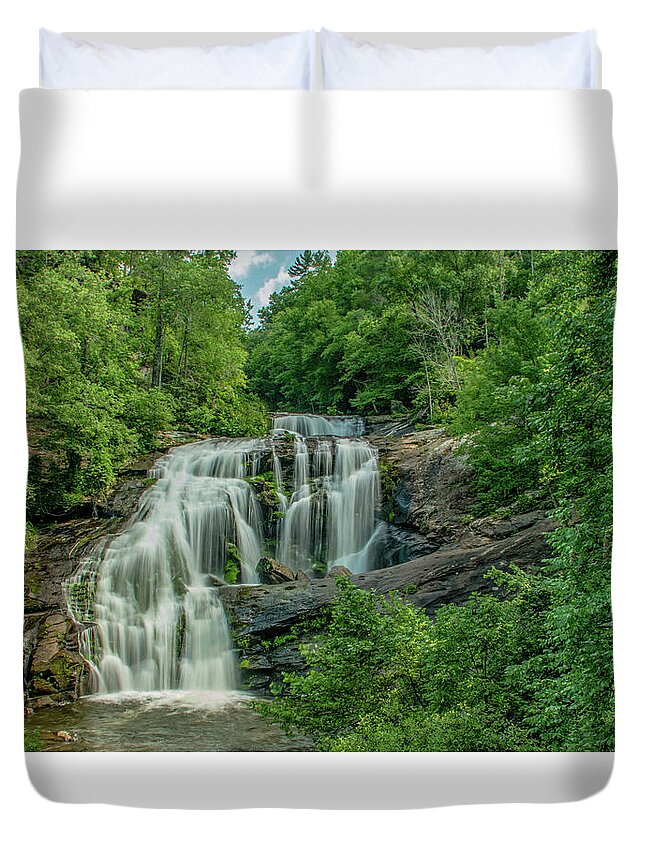 Bald River Falls Duvet Cover featuring the photograph Tennessee Summer by Marcy Wielfaert