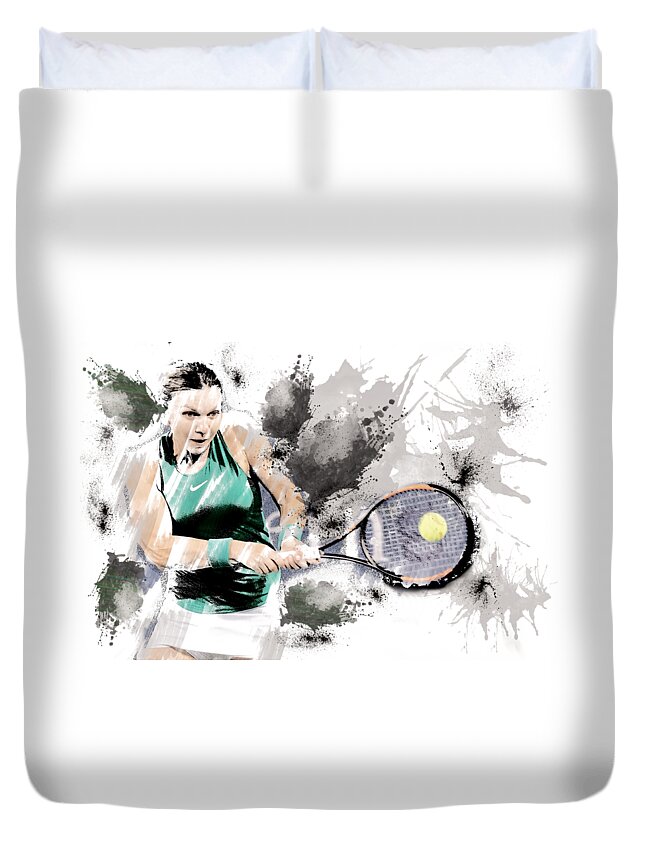 Halep Duvet Cover featuring the mixed media Tennis Anyone? by Ed Taylor