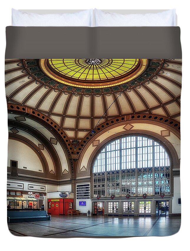 Hotel Duvet Cover featuring the photograph Terminal Station Interior by Susan Rissi Tregoning