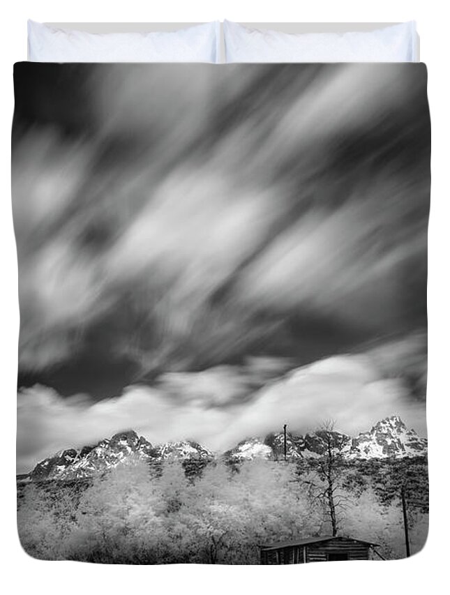 Tetons Duvet Cover featuring the photograph Teton Cloudscape by Jon Glaser