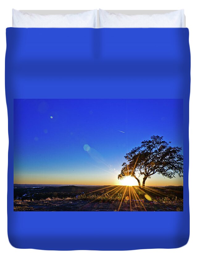 Scenics Duvet Cover featuring the photograph Texas Hill Country At Sunset by Bullcreekstudio.com