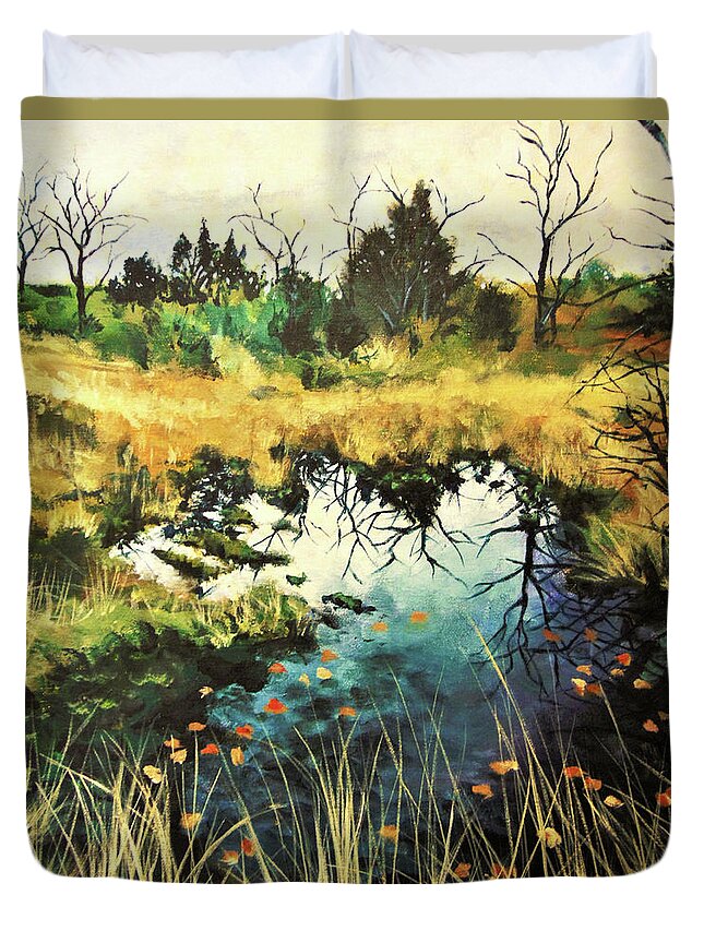 Landscape Duvet Cover featuring the painting Texas Mudhole by Jason Reinhardt