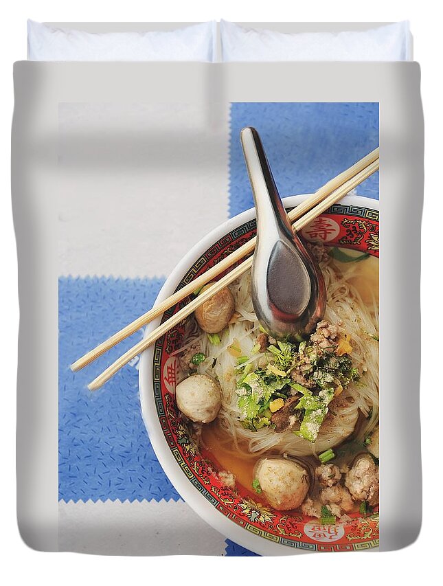 Chiang Rai Province Duvet Cover featuring the photograph Thai Noodle Bowl by Carlina Teteris