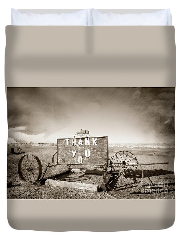 Thank You Wagon Duvet Cover featuring the photograph Thank You Wagon by Imagery by Charly