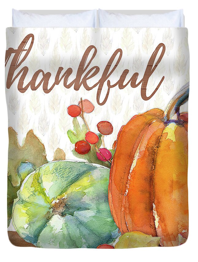 Thankful Duvet Cover featuring the painting Thankful by Lanie Loreth