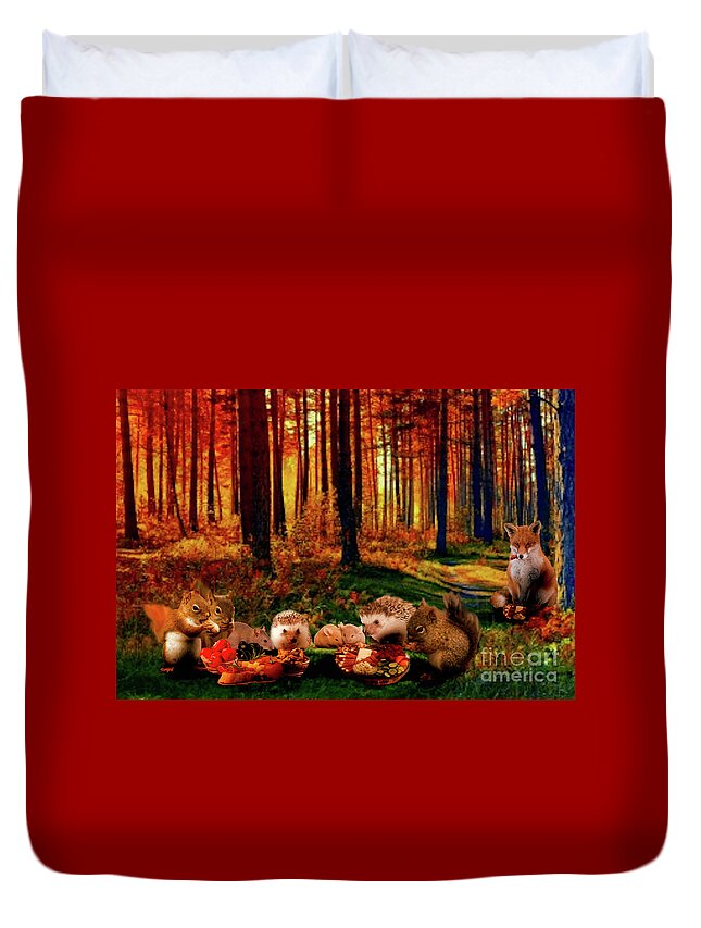 Fall Duvet Cover featuring the digital art Thanksgiving Gift by Scarlett Royale