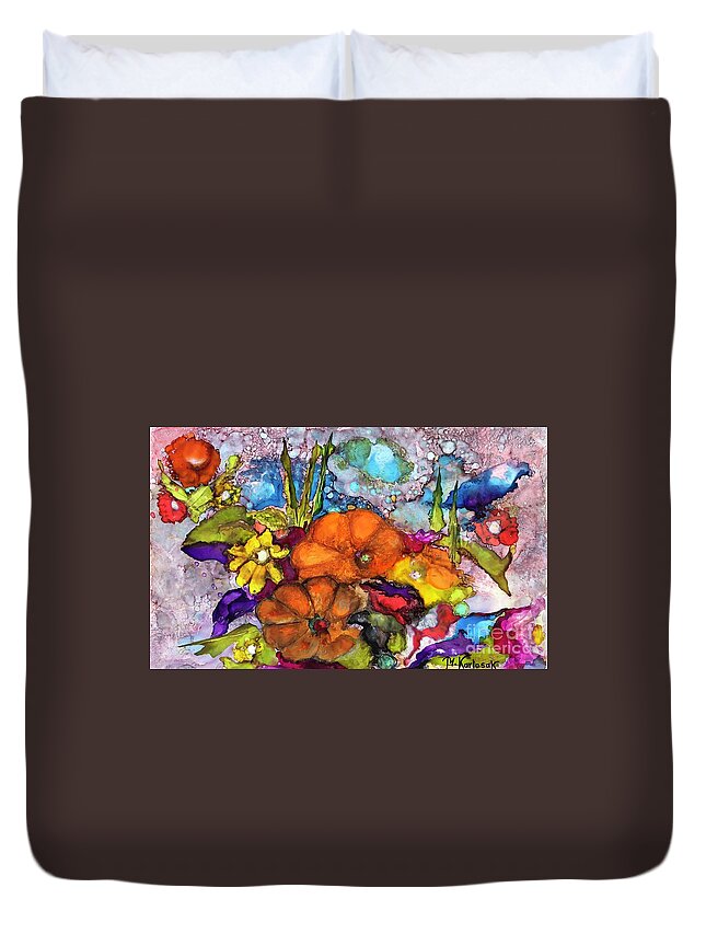Thanksgiving Duvet Cover featuring the painting Thanksgiving by Maria Karlosak
