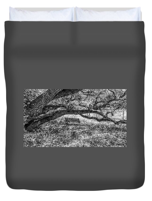Park Bench Duvet Cover featuring the photograph That Old Park Bench by Ivars Vilums