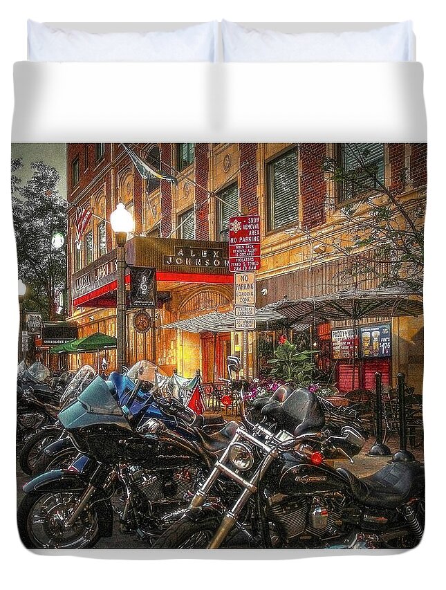 Harley Duvet Cover featuring the photograph The Alex Johnson Hotel by Steve Benefiel