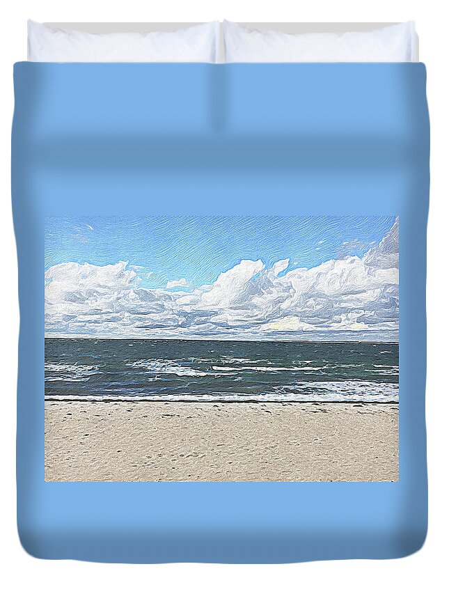 Falmouth Ma Duvet Cover featuring the digital art The Beach at Falmouth by Steve Glines
