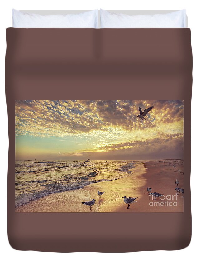 Birds Duvet Cover featuring the photograph The Birds by Joan McCool